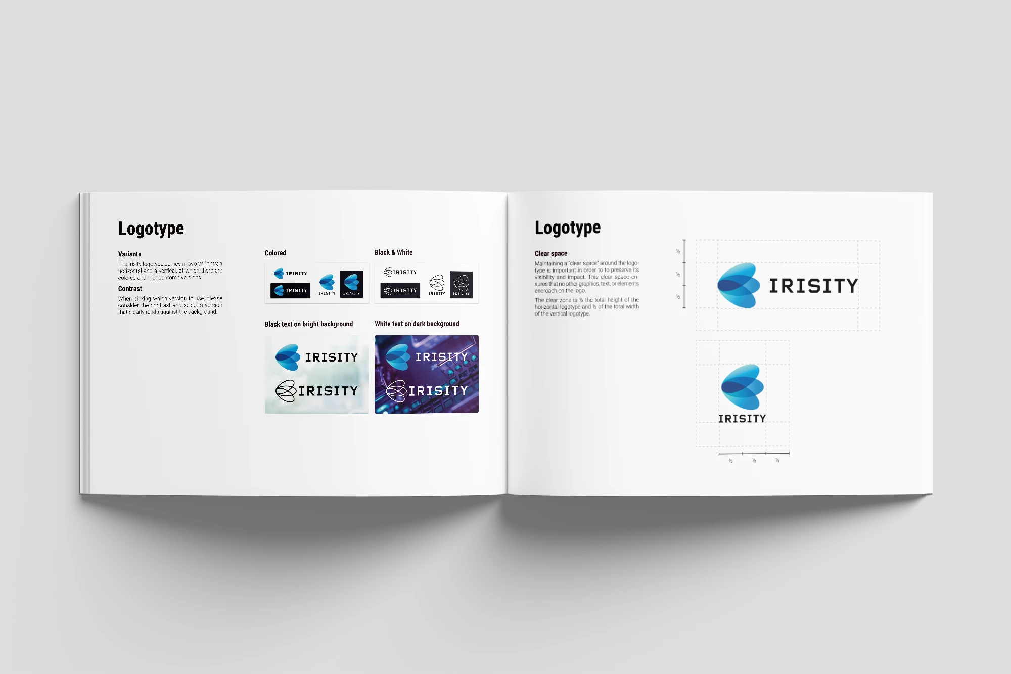 Irisity graphic profile and brand guide spread